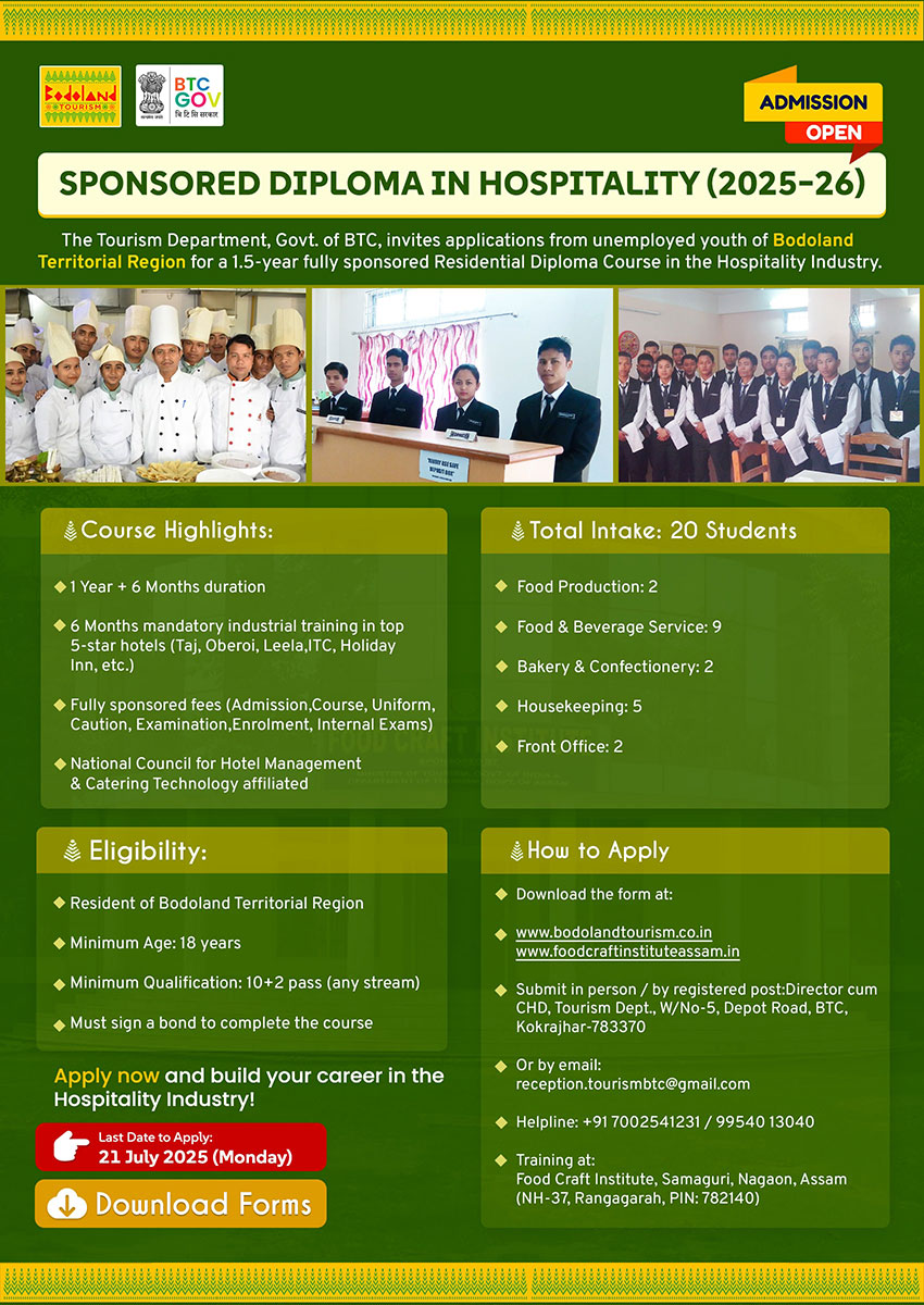 Sponsored Diploma Course in Hospitality Industry